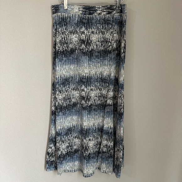 Roz&Ali Multicolor Maxi Boho Skirt Stretch Striped Tie Dye Blue Gypsy Women's PM - Picture 4 of 8